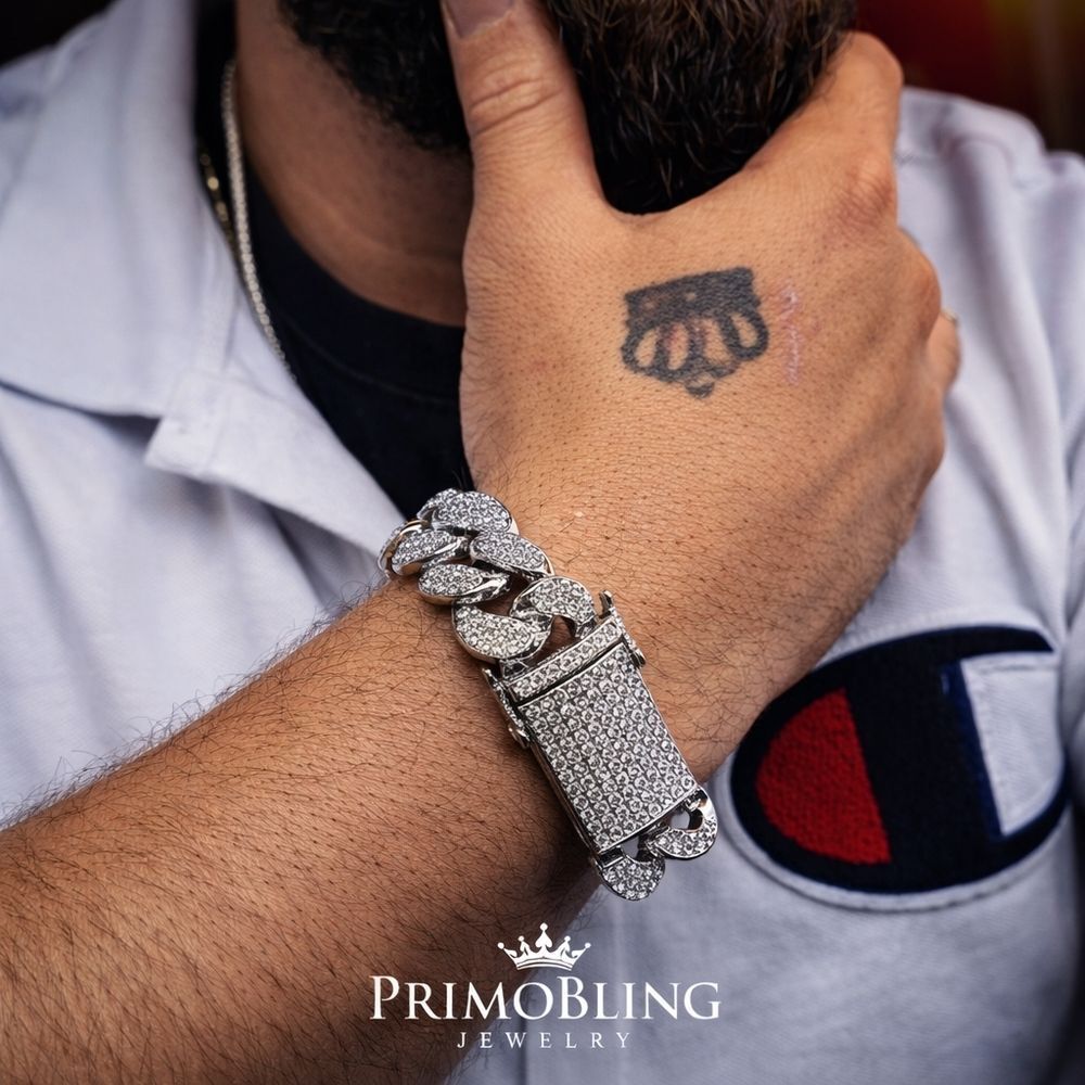 Iced Out 20mm Silver Cuban Bracelet